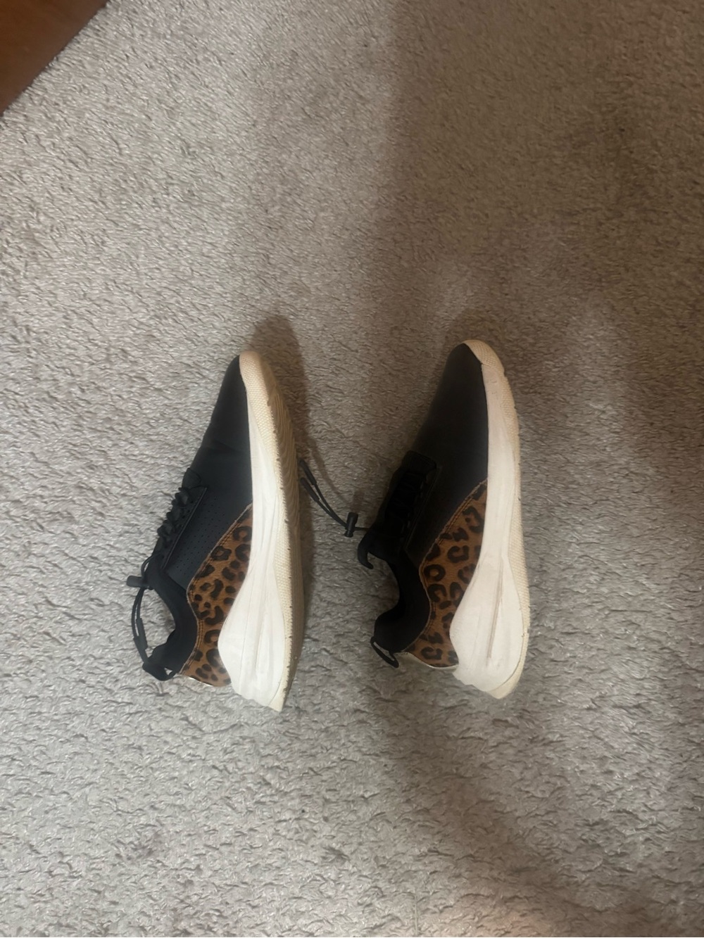 Black and Leopard Accent Women's Slip-On Sneakers